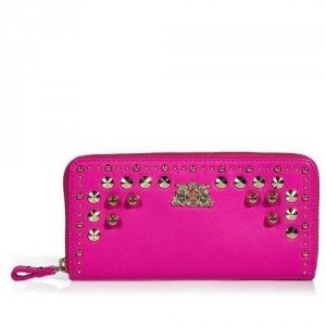 Juicy Couture Pink Cerise Tough Girl Leather Zip Wallet