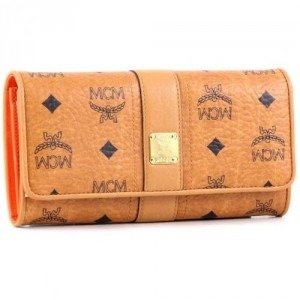 MCM Visetos Vintage Geldbörse Damen orange 19 cm