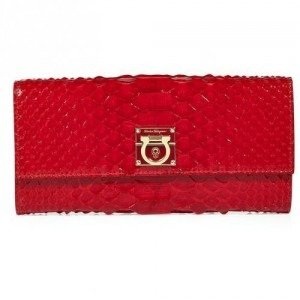Salvatore Ferragamo Red Python Leather Wallet