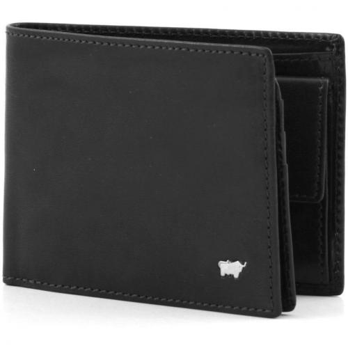 Basic Geldbörse Leder schwarz 12 cm von Braun Büffel
