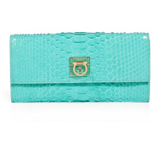 Turquoise Python Leather Wallet von Salvatore Ferragamo