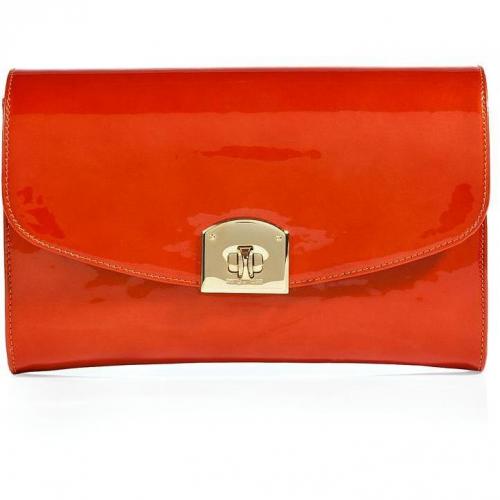 Pearly Paprika Patent Leather Clutch von Sergio Rossi